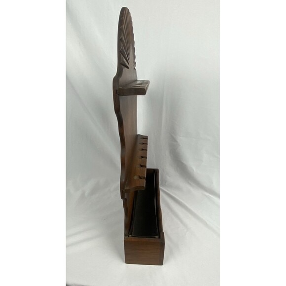 Vtg Sunburst Wood Wall Hanging Collecter's Spoon Rack 12 Spoons w/Storage Tray - Picture 6 of 10